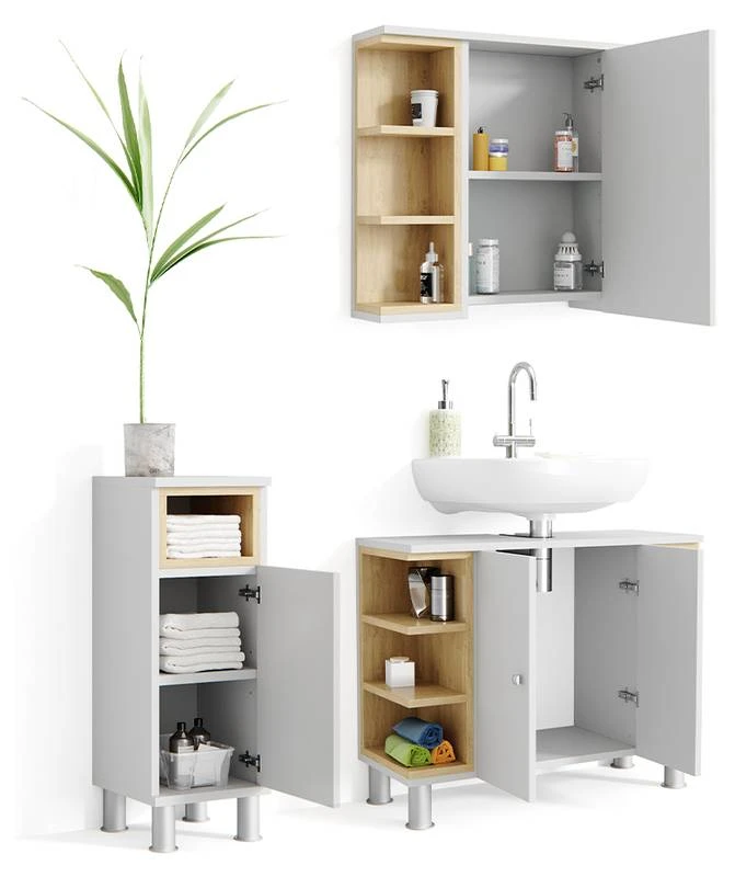 Salle De Bain Aquis Blanc/sonoma (3 él.) 6 Salle De Bain Aquis Blanc/sonoma (3 él.) – Image 4