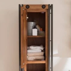 Colonne Salle De B. MANCHESTER 2 Portes 22 Colonne Salle De B. MANCHESTER 2 Portes -Meilleur Meubles Magasin hochschrank manchester akazie teilmassiv metall 4915680