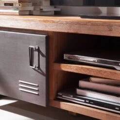 Meuble TV MANCHESTER 2 Rangements Milieu -Meilleur Meubles Magasin lowboard manchester ii akazie massiv metall 4882952