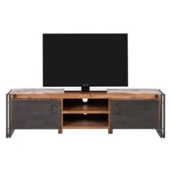 Meuble TV MANCHESTER 2 Rangements Milieu -Meilleur Meubles Magasin lowboard manchester ii akazie massiv metall 4882960