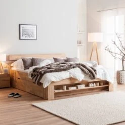 Lit En Bois Massif EosWOOD -Meilleur Meubles Magasin massivholzbett eoswood inklusive 4 bettkaesten eiche massiv 180 x 200cm eiche weissoel 3597585