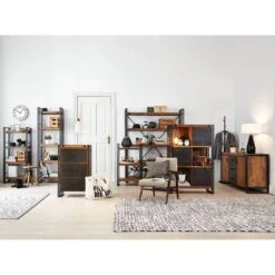 Étagère MANCHESTER 4 Rangements 150 Cm -Meilleur Meubles Magasin regal manchester ii akazie massiv metall 4873140