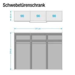 Armoire à Portes Coulissantes Bernau -Meilleur Meubles Magasin schwebetuerenschrank greding graumetallic glas basalt 271 cm 3 tuerig 3747792