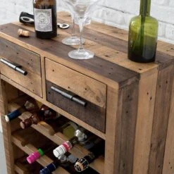 Range-bouteilles Tamati -Meilleur Meubles Magasin weinregal tamati altholz pinie metall pinie dunkel schwarz 4920708